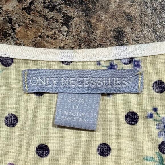 Vintage Top Floral Polka Dot Cottage Prairie Retro Grandma Pearl Snap Yellow 1X - Picture 3 of 9